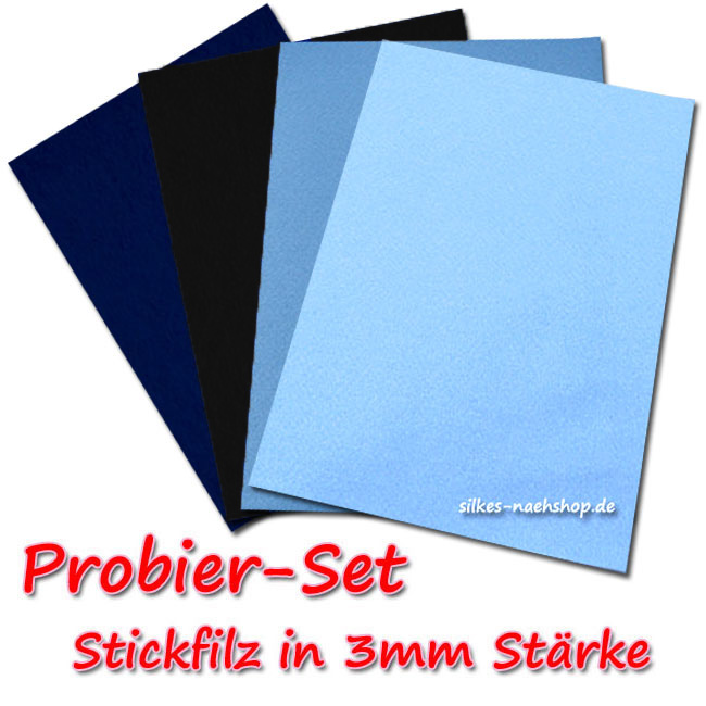 Stickfilz Probierset blau