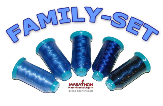 Produktfoto Maschinenstickgarn Family-Set blau