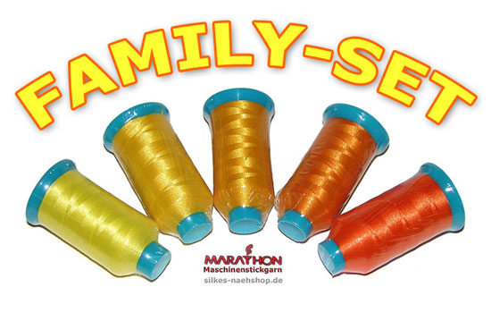 Produktfoto Maschinenstickgarn Family-Set gelb-orange