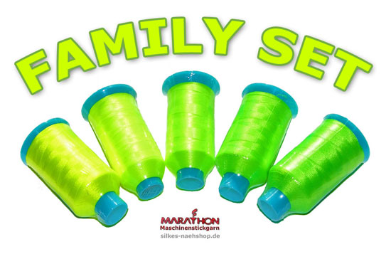 Produktfoto Maschinenstickgarn Family-Set neongrün neongelb