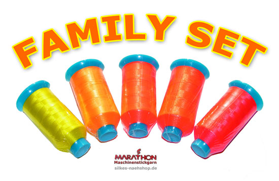 Produktfoto Maschinenstickgarn Family-Set neonorange