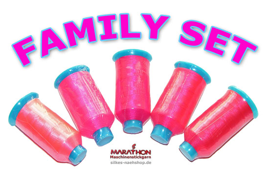 Produktfoto Maschinenstickgarn Family-Set neonpink