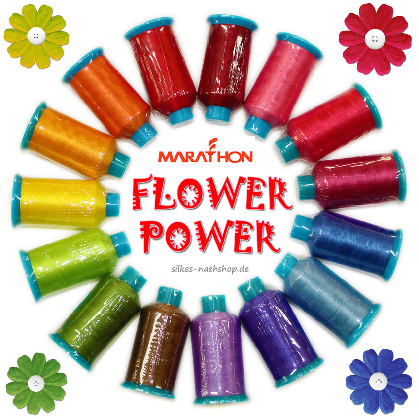 Maschinenstickgarn Set Marathon Flower Power Polyester