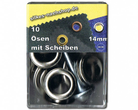 10er-Pack Oesen mit Scheiben 14mm silber incl. Werkzeug