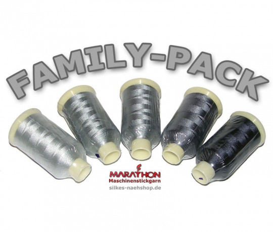 MARATHON Stickgarn Set Rayon FAMILY-PACK grau