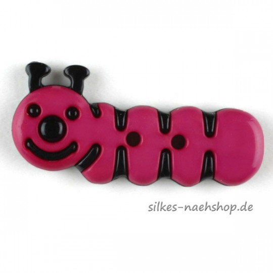 REST: 3x Kinderknopf Kleine Raupe pink