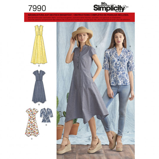 7990 Simplicity Schnittmuster Kleid Bluse