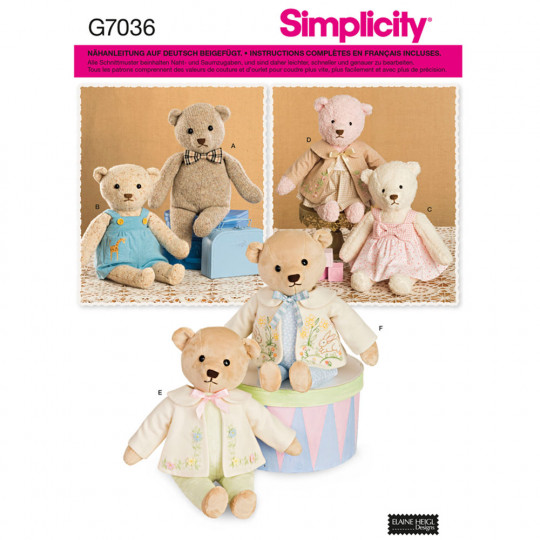 7036 Simplicity Schnittmuster Teddybären