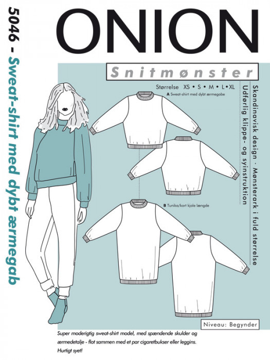 5046 ONION Schnittmuster Oversized Sweatshirt XS-XL EASY!