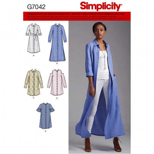 7042 Simplicity Schnittmuster Hemdblusenkleider