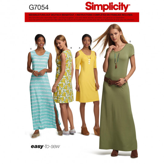 7054 Simplicity Schnittmuster Jerseykleid XS-XL