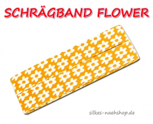 Schrägband Flower gelb weiß