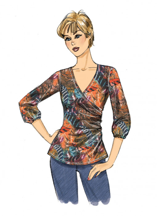 B6628 Butterick Schnittmuster Shirt in Wickeloptik