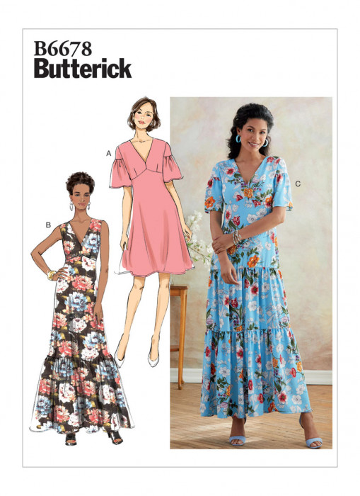 B6677 Butterick Schnittmuster Kleid Maxikleid