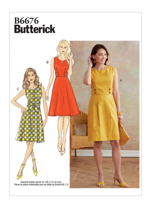 B6676 Butterick Schnittmuster Kleid im Retrolook