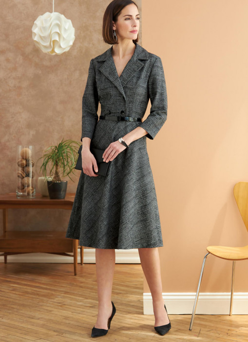 B6706 Butterick Schnittmuster Kleid in Manteloptik