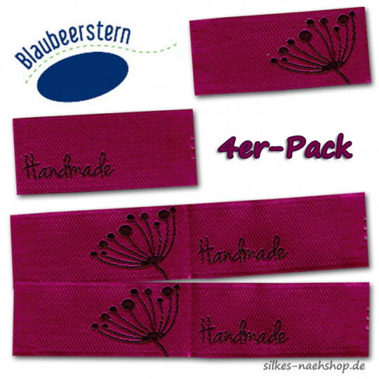 Handmade Label Pusteblume beere 4er-Pack