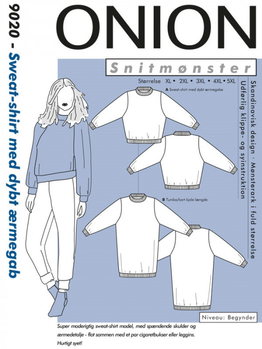 9020 ONION Schnittmuster Oversized Sweatshirt XL-5XL EASY!