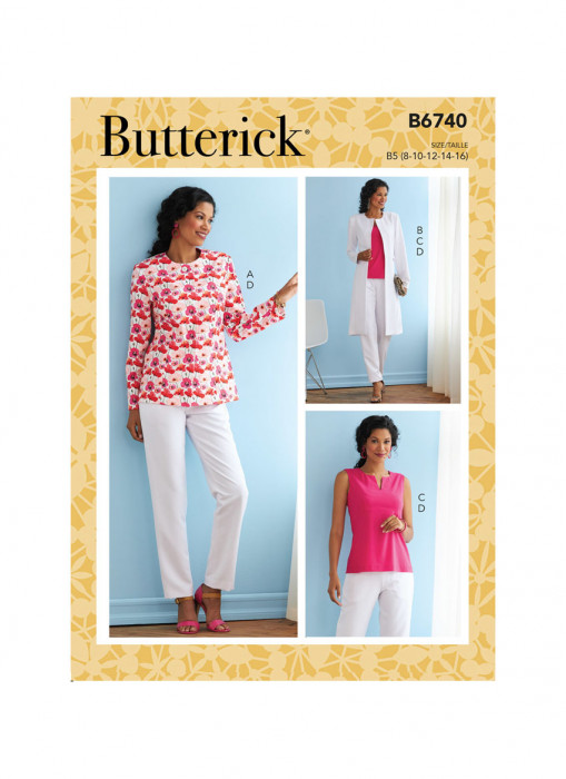 B6740 Butterick Schnittmuster Hosenanzug Mantel