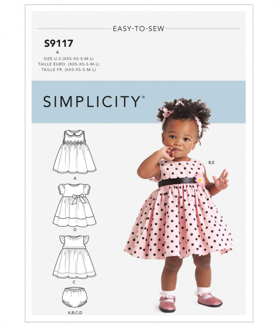 9117 Simplicity Schnittmuster Baby Kleid mit Höschen EASY!