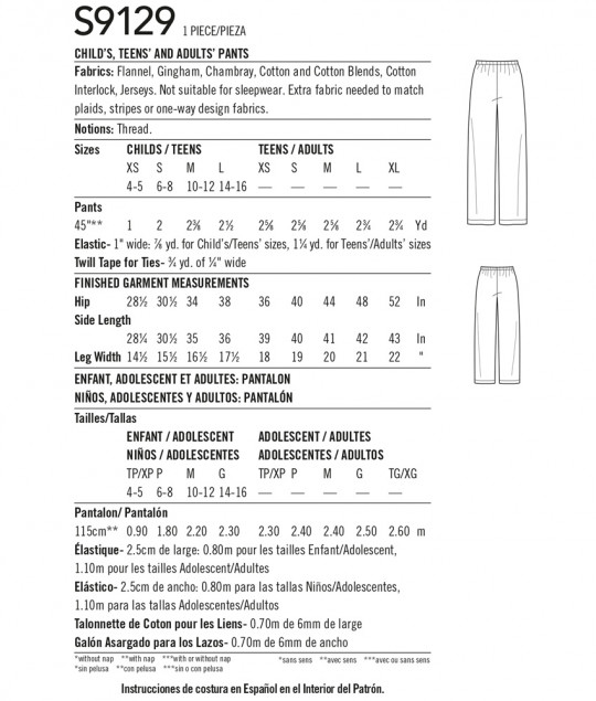 9129 Simplicity Schnittmuster Freizeithosen EASY