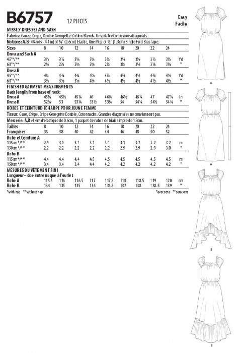 B6757 Butterick Schnittmuster Kleider