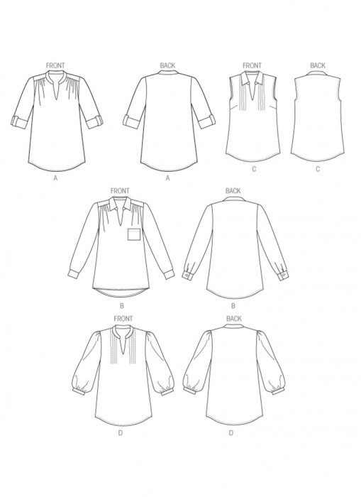 B6801 Butterick Schnittmuster Blusenshirt