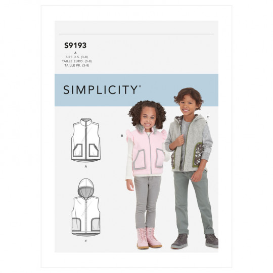 9193 Simplicity Schnittmuster Kinderweste