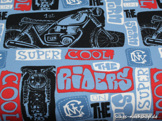 50cm French Terry COOL RIDERS jeansblau