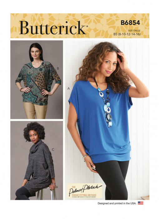 B6854 Butterick Schnittmuster Designer-Jerseyshirt