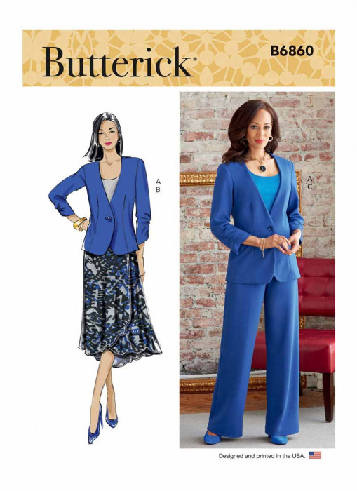 B6860 Butterick Schnittmuster Blazer Rock Hose