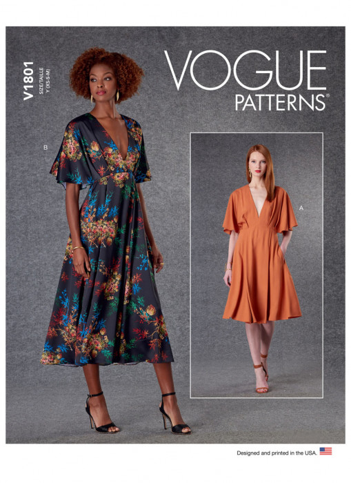 V1801 VOGUE Schnittmuster Kleid Kimonostil