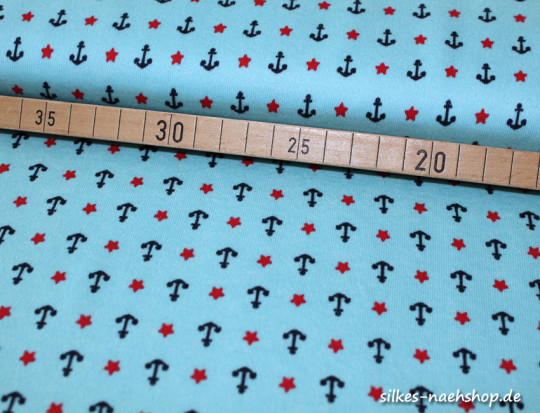 50cm Interlock-Jersey Anker blau by Poppy Fabrics