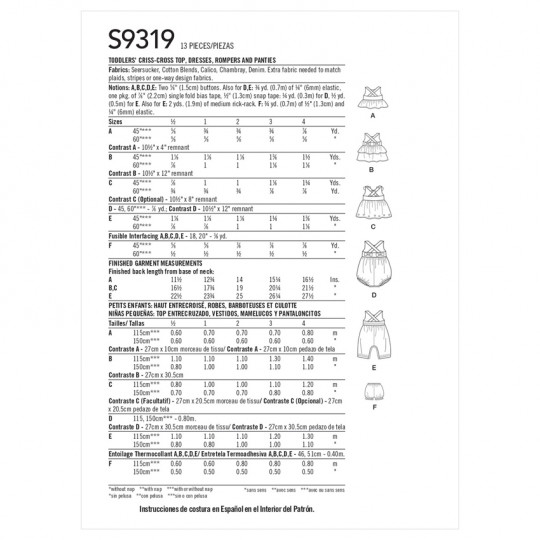 9319 Simplicity Schnittmuster Kleinkind-Kombination EASY