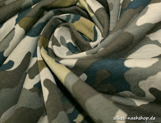 50cm Jerseystoff Camouflage by Poppy Fabric khaki