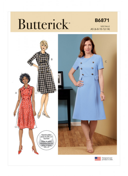 B6871 Butterick Schnittmuster Kleid