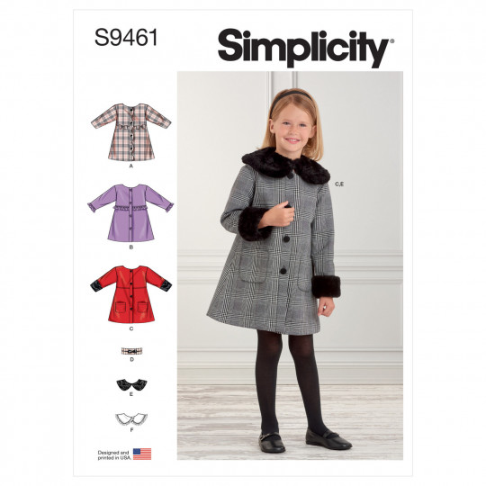 9461 Simplicity Schnittmuster Kinder-Mantel