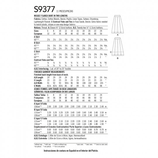 9377 Simplicity Schnittmuster Glockenrock