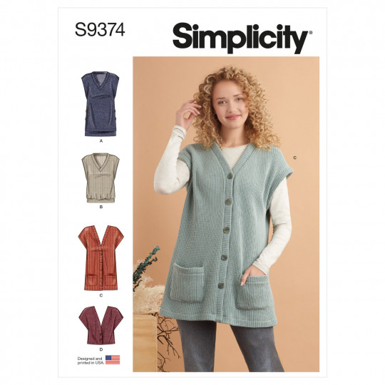 9374 Simplicity Schnittmuster Weste Pullunder