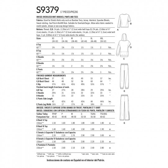 9379 Simplicity Schnittmuster oversized Freizeit-Kleidung EASY!