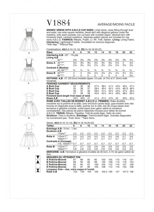 V1884 VOGUE Schnittmuster Sommerkleid Cocktailkleid