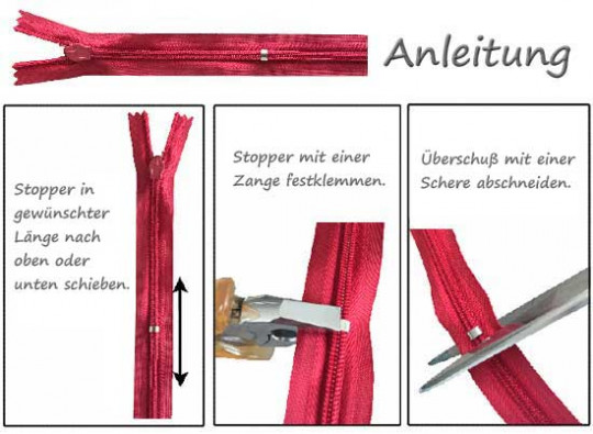 Nahtverdeckter Reißverschluß 25cm verstellbar