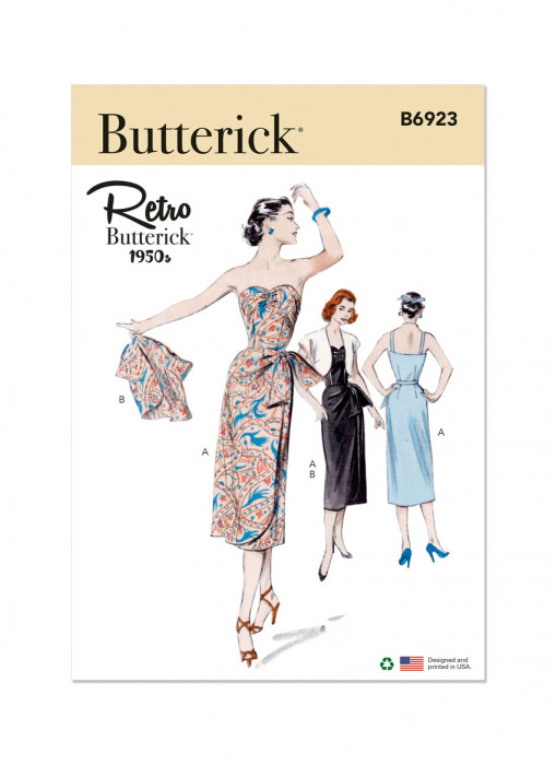 B6923 Butterick Schnittmuster Vintage-Kleid 50er Jahre