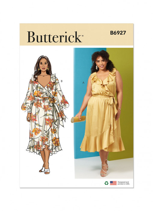 B6927 Butterick Schnittmuster Wickelkleid Volantkleid