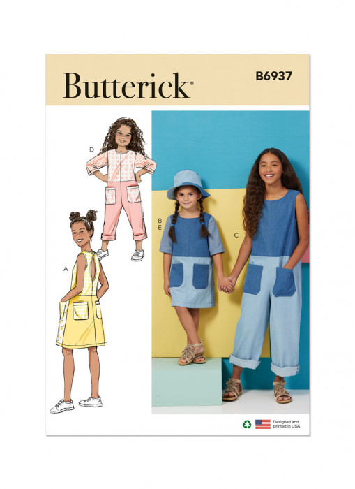 B6937 Butterick Schnittmuster Kinderkleid Kinderoverall