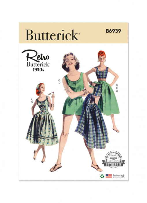 B6939 Butterick Schnittmuster Vintage-Kombination 50er Jahre