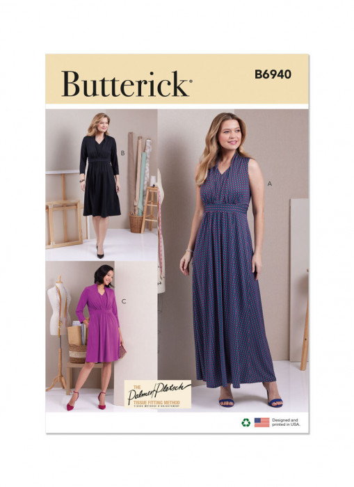 B6940 Butterick Schnittmuster Designer-Jerseykleid