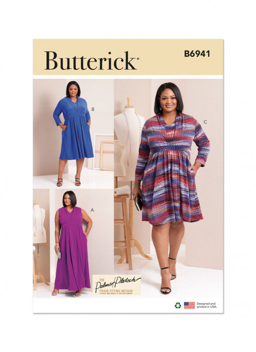 B6941 Butterick Schnittmuster Designer-Jerseykleid