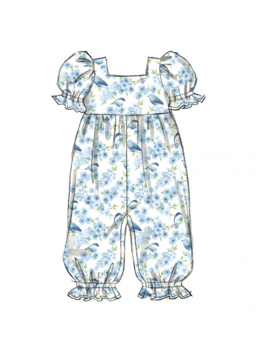 B6950 Butterick Schnittmuster Baby-Kombination für Mädchen