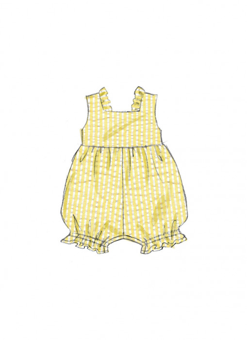 B6950 Butterick Schnittmuster Baby-Kombination für Mädchen